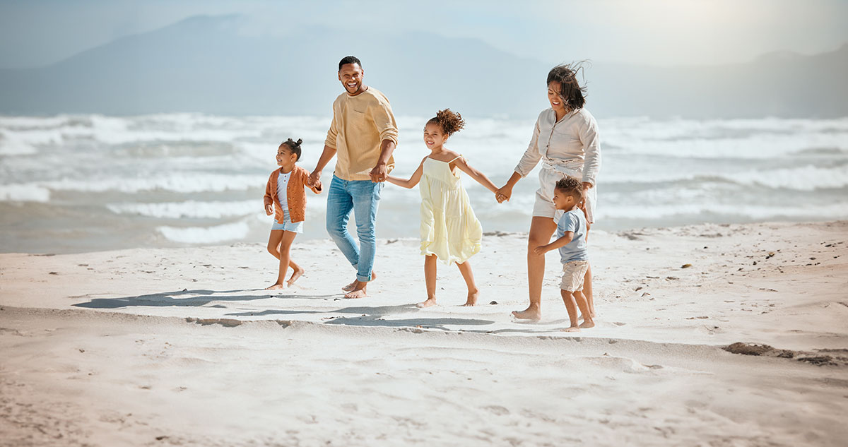 Happy family on the beach